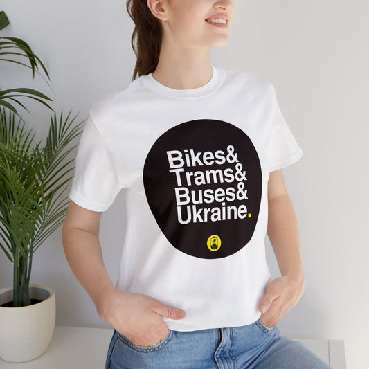 Bikes & Trams & Buses & Ukraine T-shirt - Black - Unisex Jersey Short Sleeve Tee