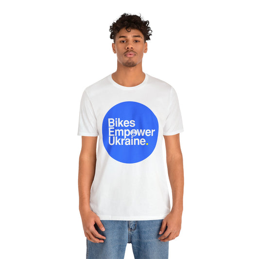 Bikes Empower Ukraine - Blue Circle - Unisex Jersey Short Sleeve Tee