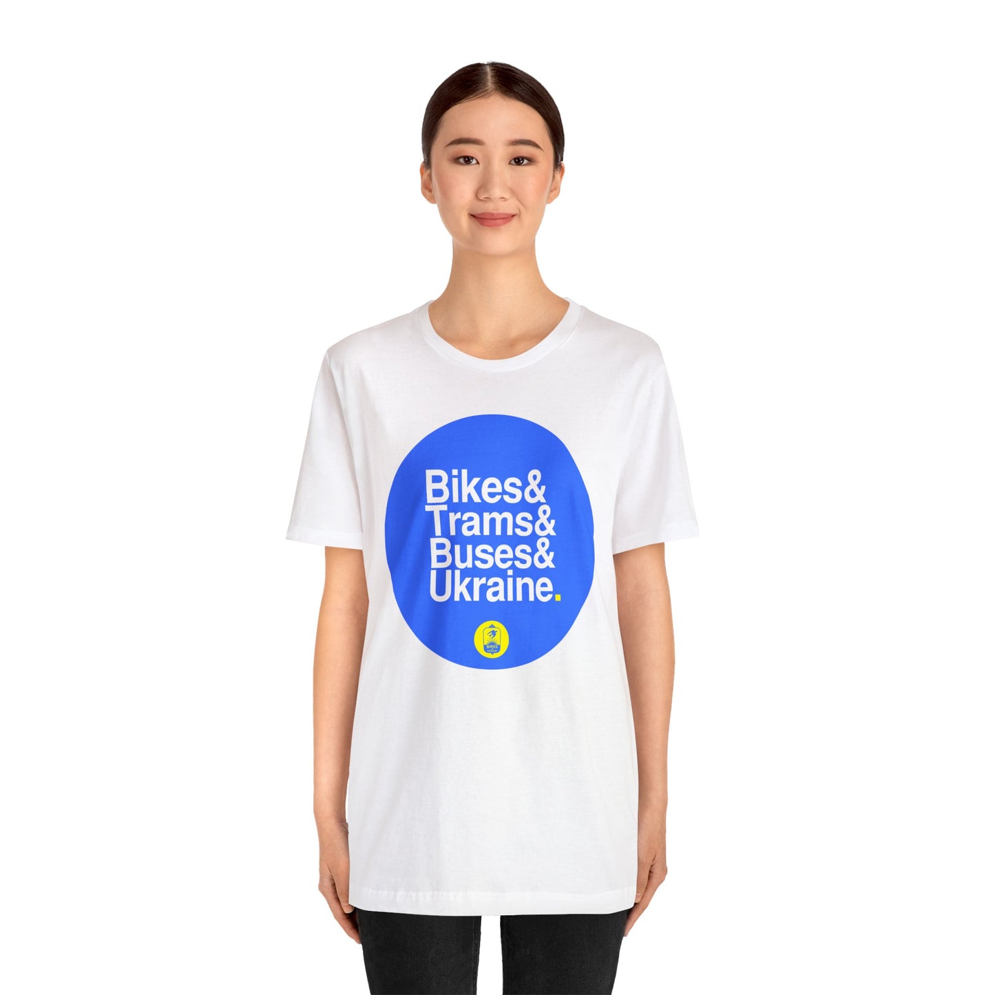 Bikes & Trams & Buses & Ukraine T-shirt - Blue - Unisex Jersey Short Sleeve Tee