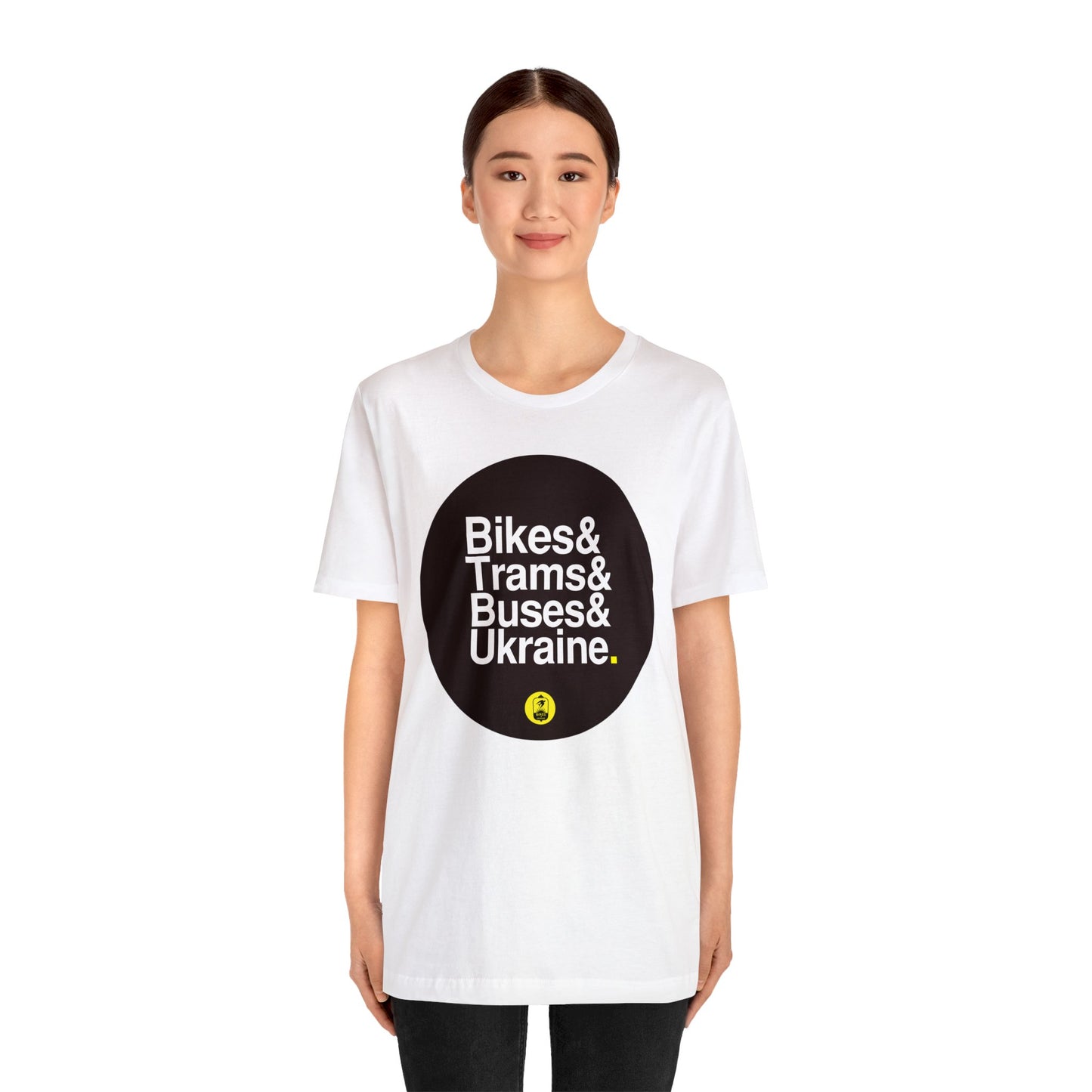 Bikes & Trams & Buses & Ukraine T-shirt - Black - Unisex Jersey Short Sleeve Tee